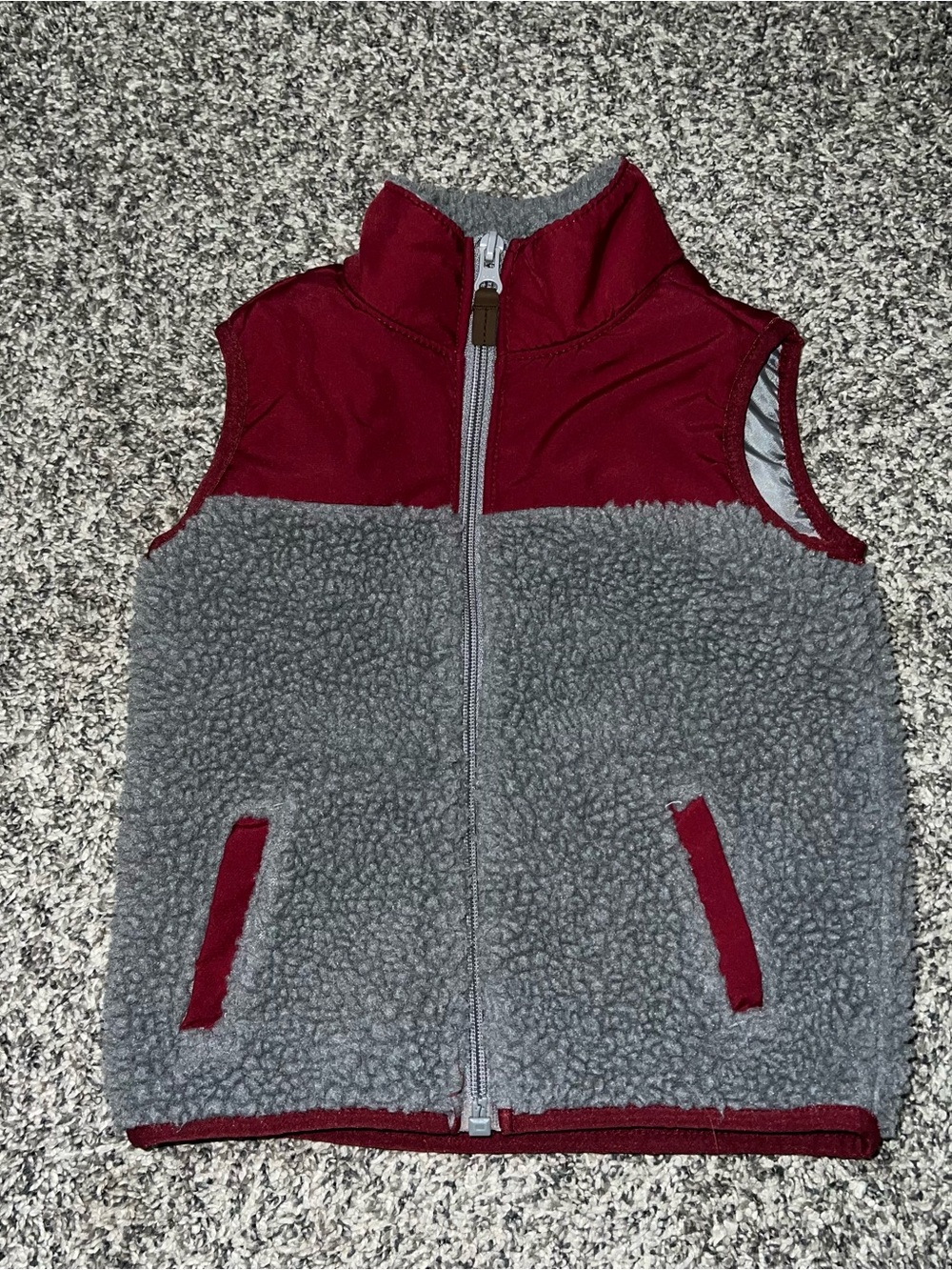 Carter's Gray and Burgundy Toddler Fleece Vest